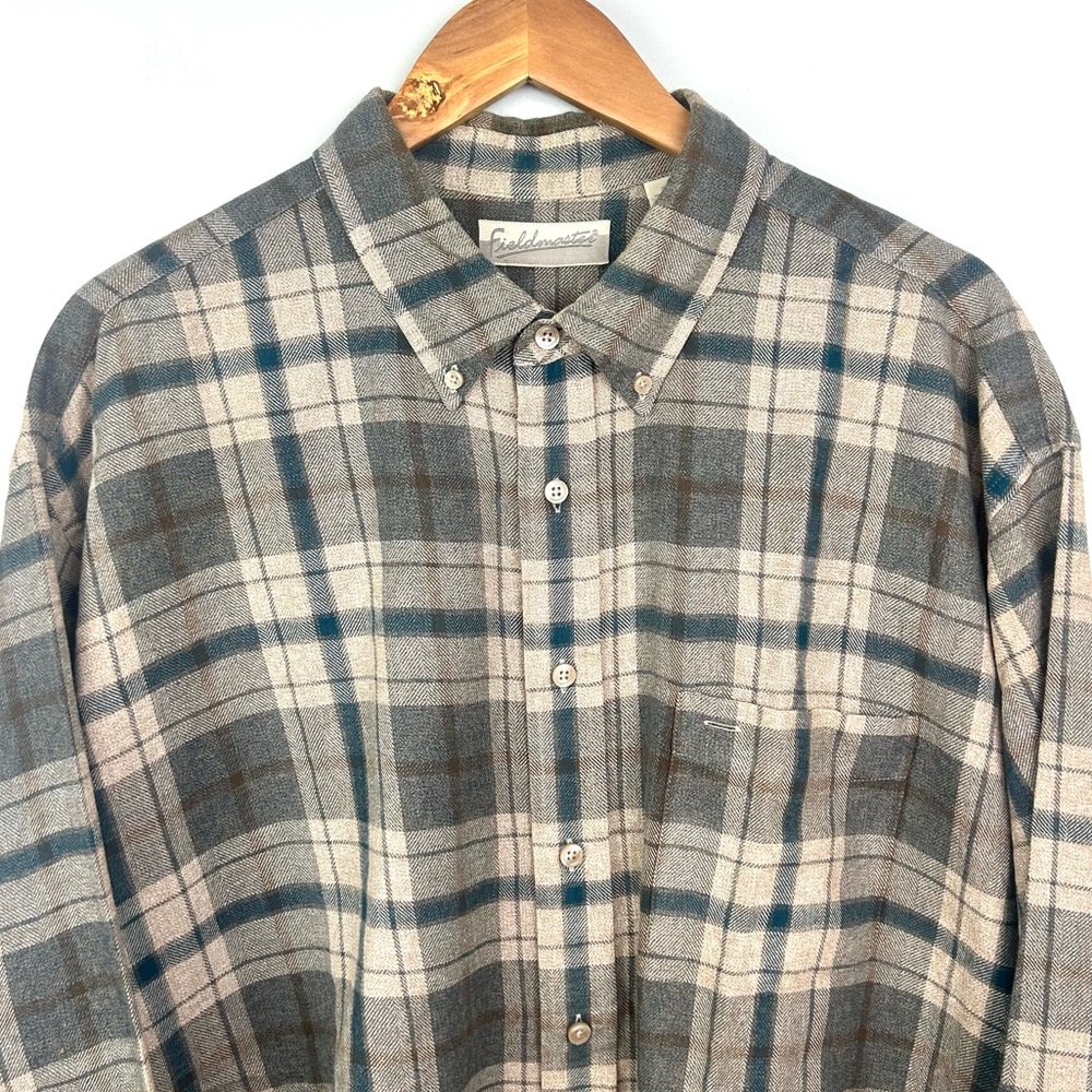 Fieldmaster flannel Plaid Men's Button Dowm shirt Shirt Long Sleeve size 2XL